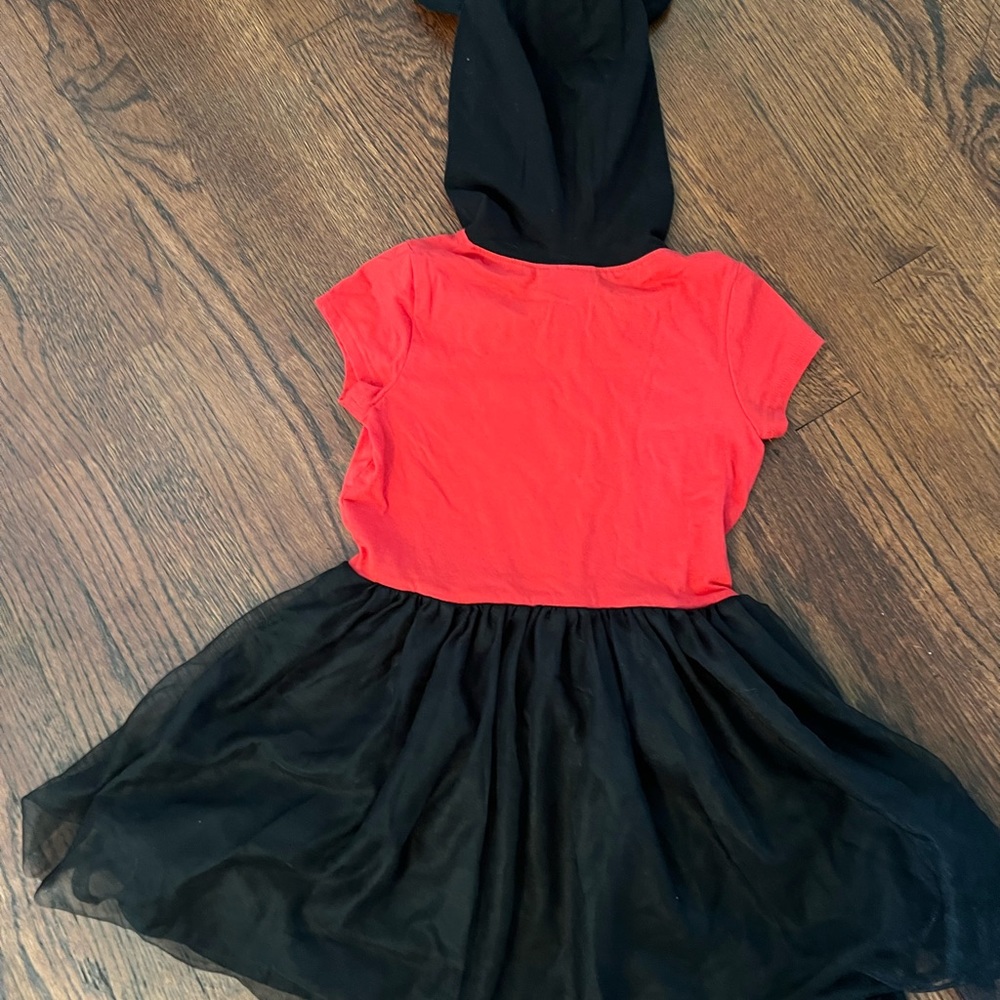 Size 7/8 girls Minnie Mouse dress. Hood with Minnie ears